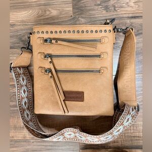 Montana West Tan Crossbody Bag with Stud Details C.C pocket